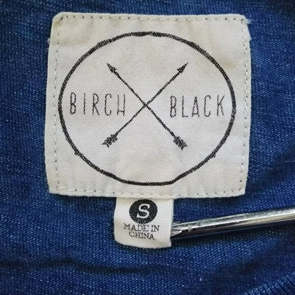 Birch Black Blue Tshirt Mens Sz S Mineral Wash Crew Neck Basic Casual Shirt Top - Picture 5 of 6